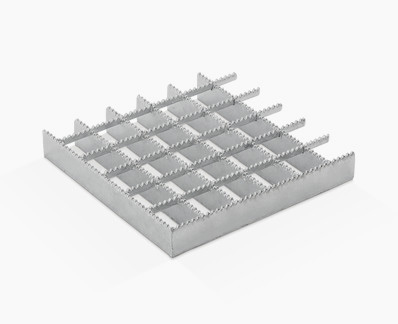 Pressed grating with different strips and continuous serrations.