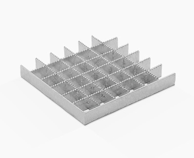 Pressed grating with equal strips and continuous serrations